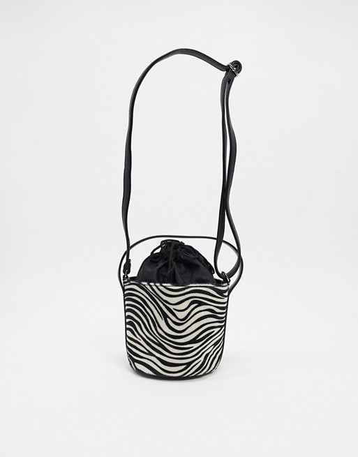 French Connection zebra print bucket bag