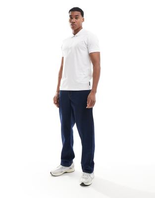 French Connection zip neck polo in white