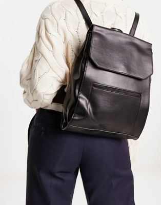French Connection zip pocket backpack in black