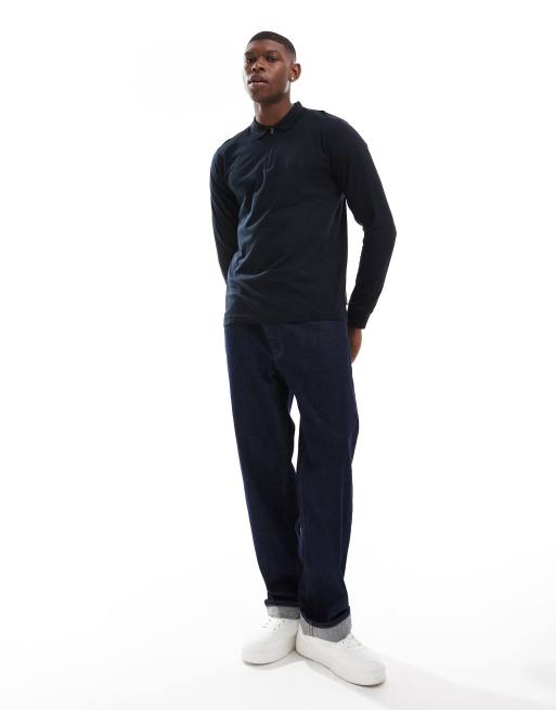 French Connection Zip Polo Shirt in Navy