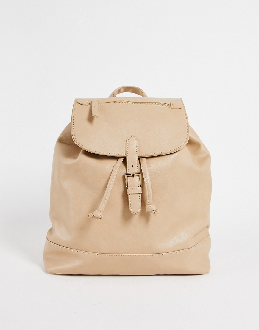 French Connection zip top backpack in beige-Neutral