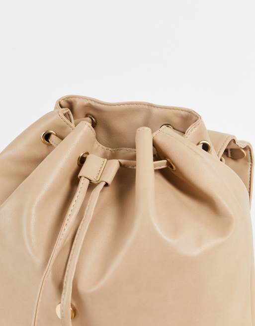 French Connection zip top backpack in beige
