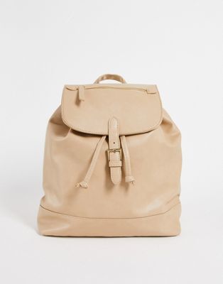 French Connection zip top backpack in beige