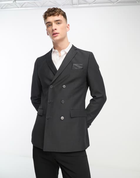 French Connection – Zweireihige Anzugjacke in Anthrazit - view 1