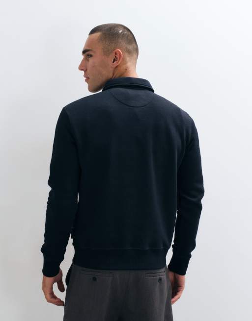 French Connective active quarter zip sweatshirt in navy, 4 of 5