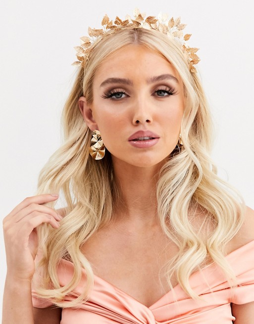 French Fashion House gold flower crown headband