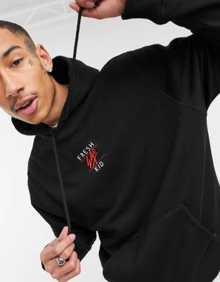 Fresh ego kid hoody logo-Black