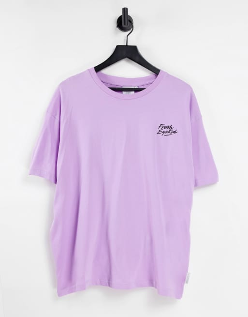 Fresh Ego Kid oversized tee with front and back printed in lilac 