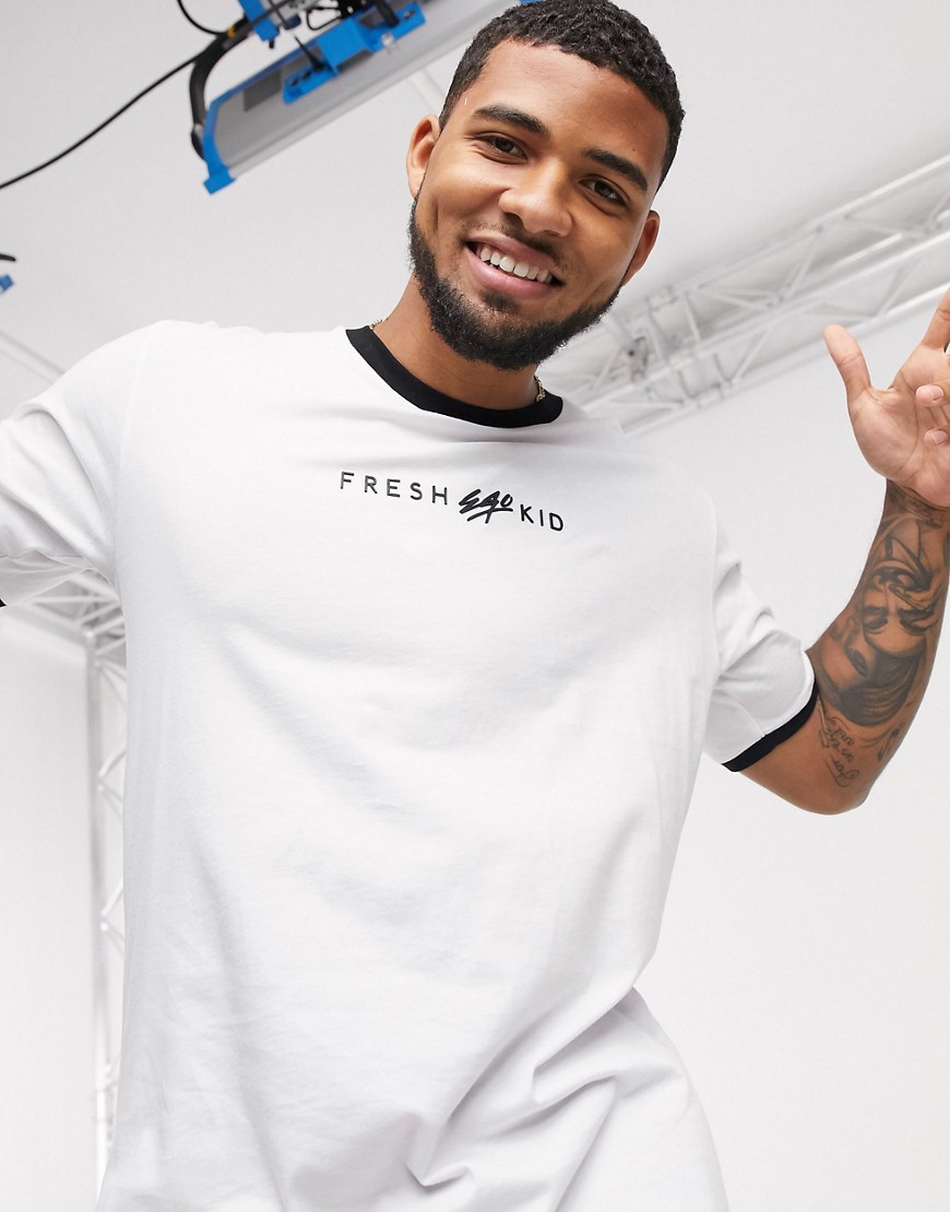 Fresh Ego Kid - T-shirt con bordi a contrasto-Bianco