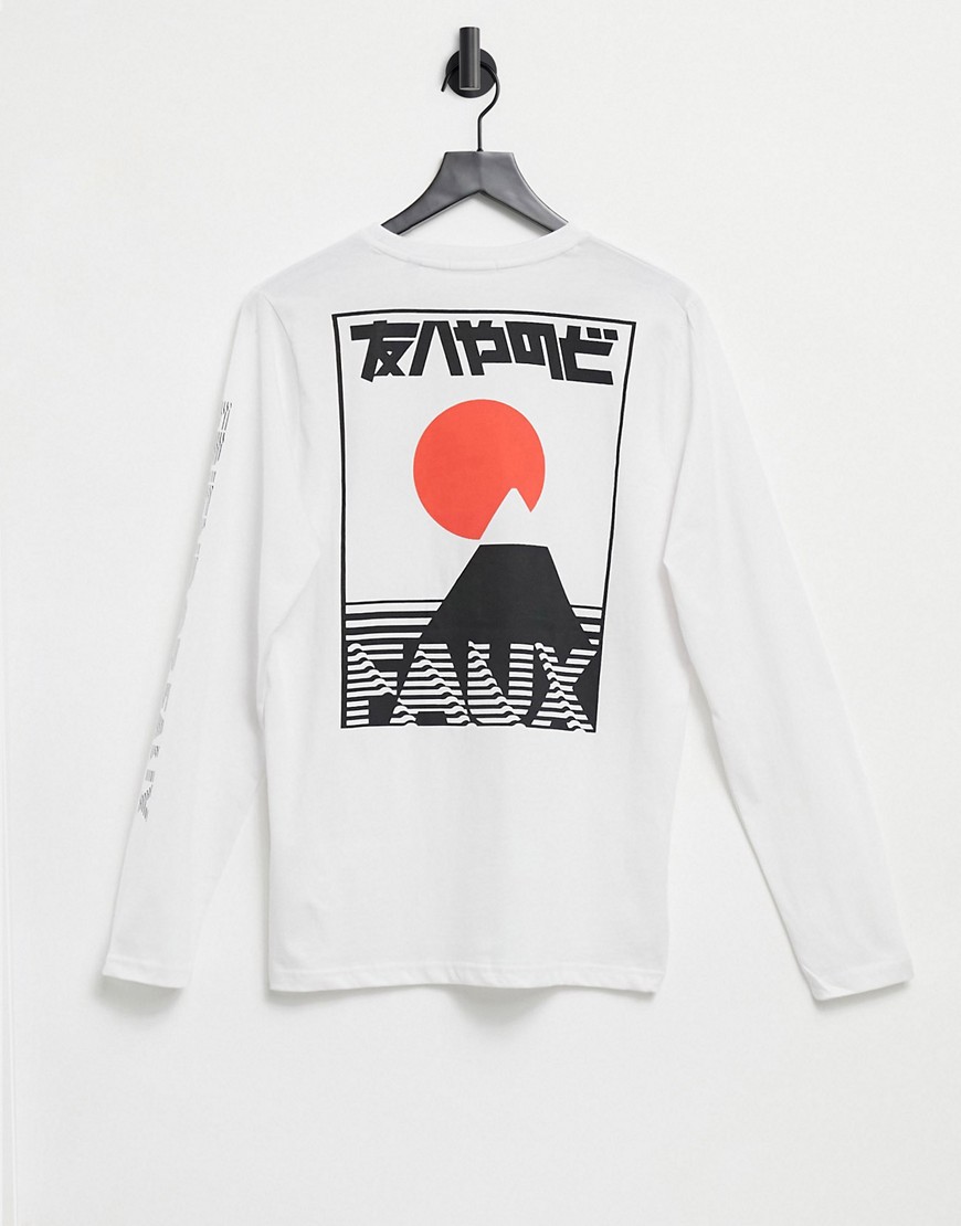 Friend or Faux japon long sleeve t-shirt in white