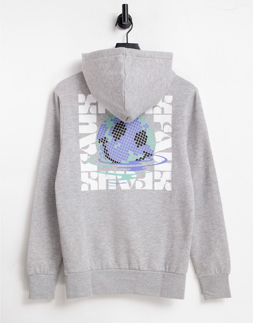 Friend or Faux melt face back print hoodie in grey