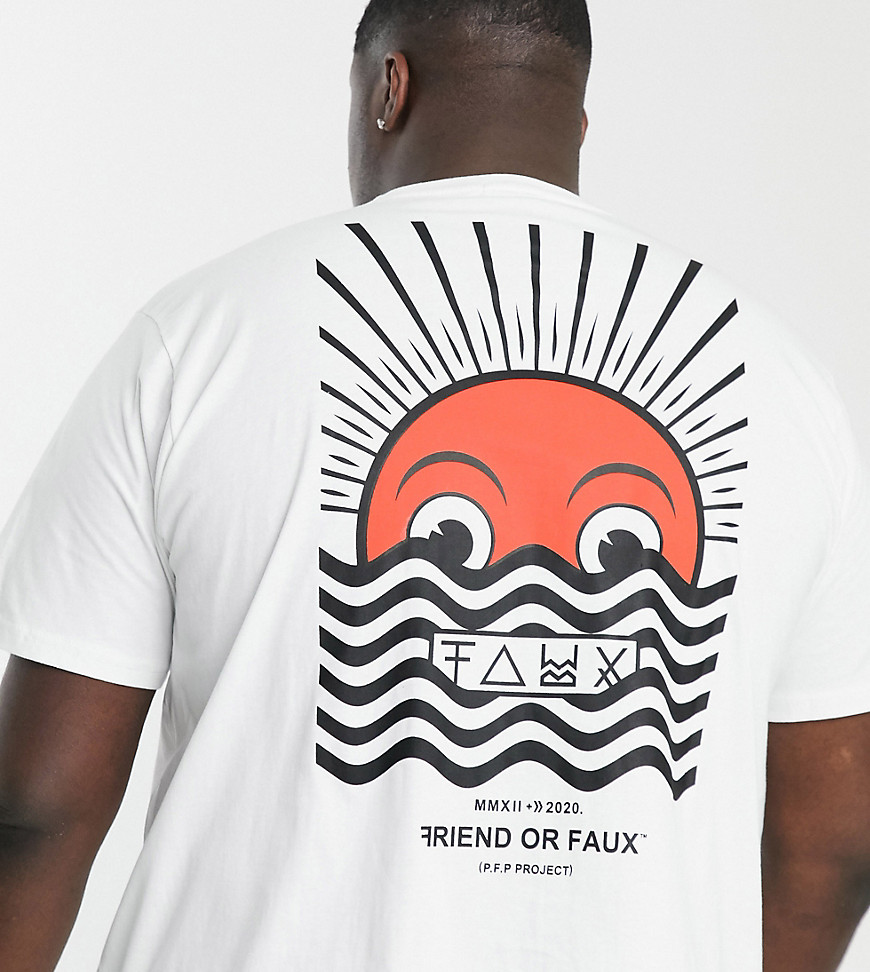 Friend or Faux Plus - Horizon - T-shirt con stampa sul retro-Bianco