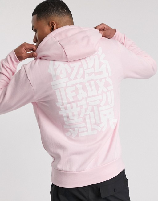 Friend or Faux printed hoodie in pink