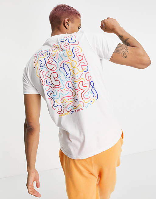 Friend or Faux squiggle print T-shirt in white