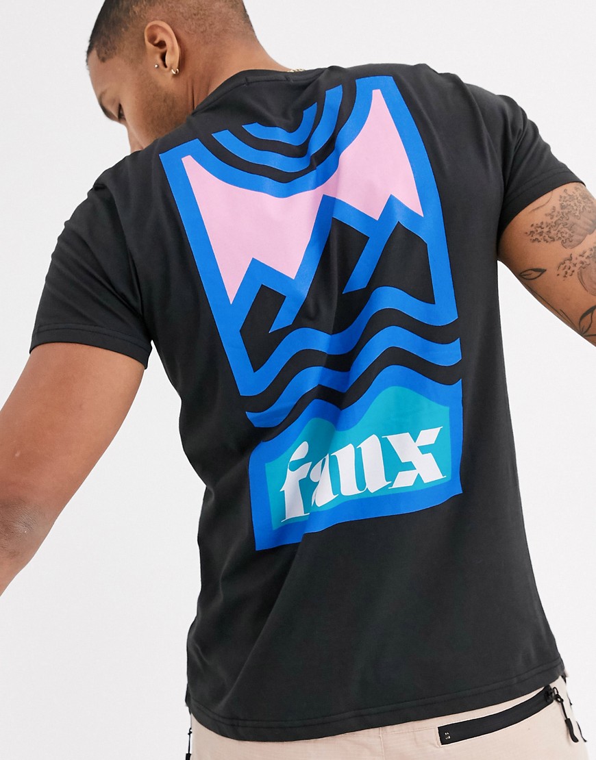 Friend or Faux - T-shirt con stampa grafica a cornice sul retro-Nero