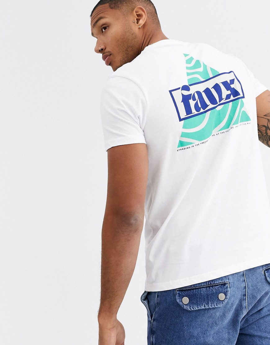 Friend or Faux - T-shirt con stampa sul retro-Bianco