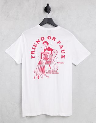 Friend or Faux tenchicolour back print graphic t-shirt in white