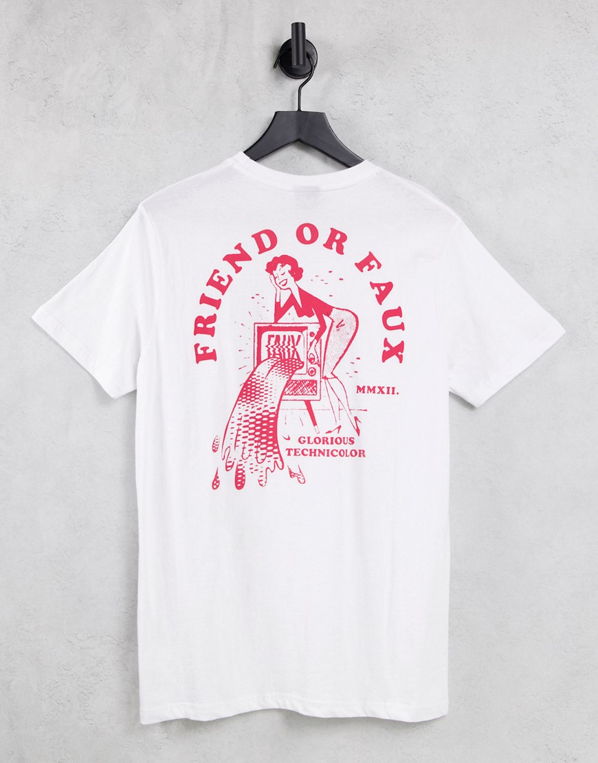 Friend or Faux tenchicolour back print graphic t-shirt in white