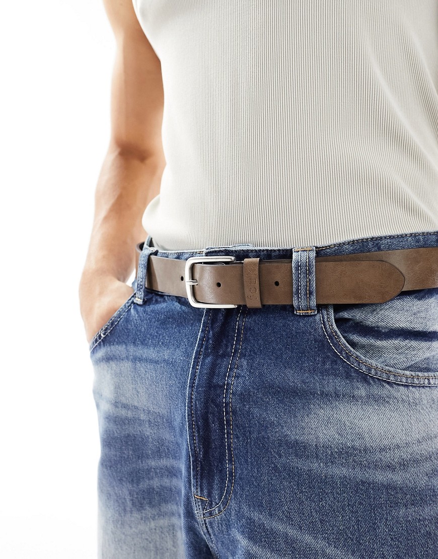 Frnch Connection FCUK logo belt in brown