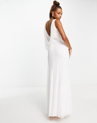 Frock and Frill all over embellished maxi dress with cowl back in ivory