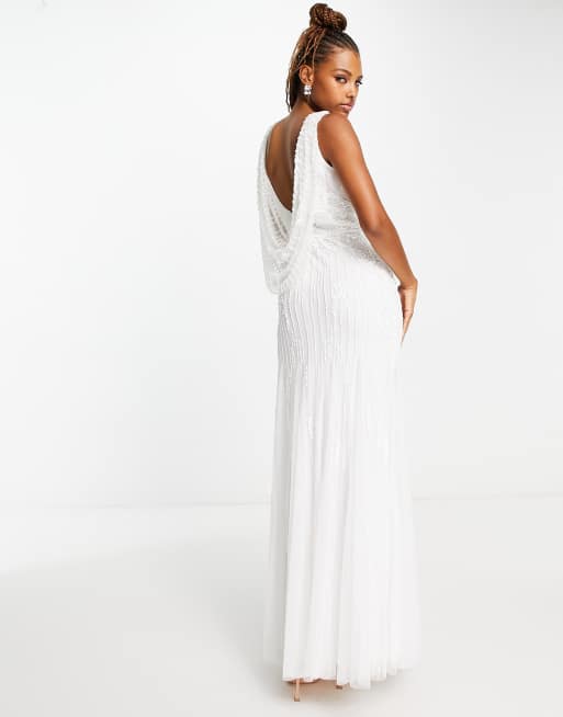 Frock and Frill all over embellished maxi dress with cowl back in ivory ASOS