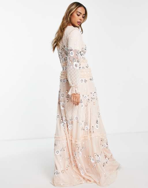 Blush embroidered 2025 maxi dress