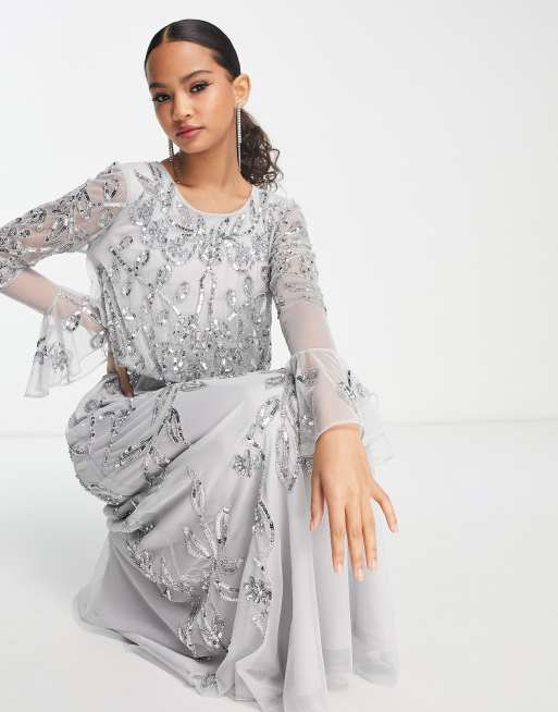 Frock and 2025 frill grey dress