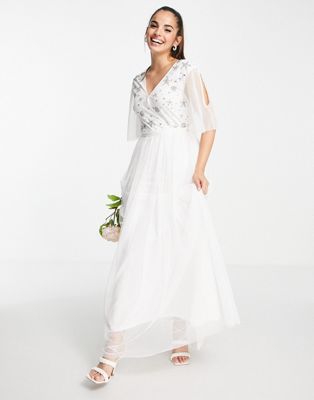 Frock and Frill Bridal embellished midaxi dress in pearl pink - ASOS Price Checker