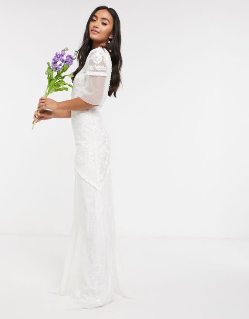 Frock and Frill Bridal maxi dress with embellishment and frill detail