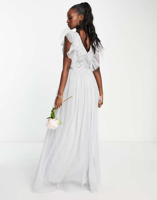 Frock and Frill Bridesmaid floaty maxi dress in gray | ASOS