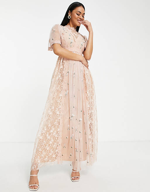 Frock and Frill Bridesmaid maxi dress in floral blush