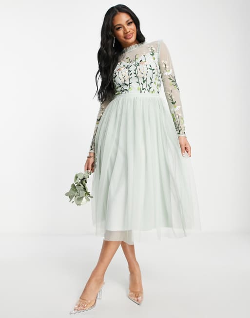 Frock and frill embroidered maxi clearance dress