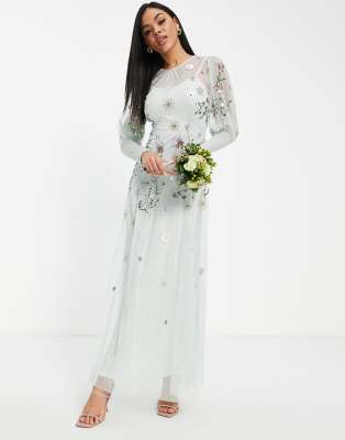 Frock And Frill Bridesmaid Maxi Smock Dress With Embellished