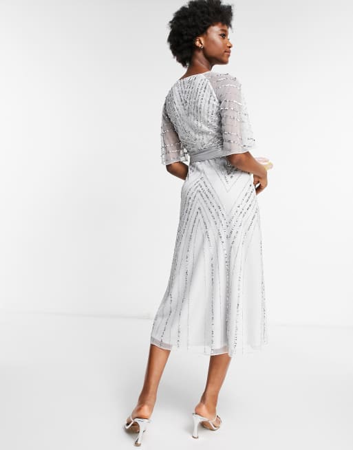 Frock And Frill - Brudepiger - Duegrå midikjole med udsmykning, 3 af 4