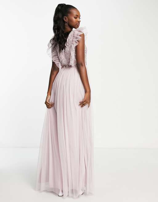 Frock And Frill - Brudepiger - Flagrende maxikjole i muldvarpebrun, 2 af 4