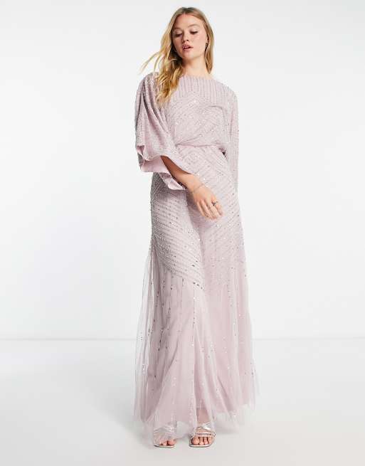 Frock And Frill - Bruidsmeisjes - Lange jurk met uitvergrote mouwen in vaalmauve