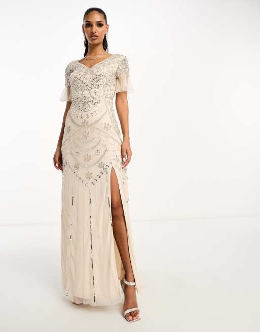 Frock and Frill embellished maxi dress in cream, 2 of 4