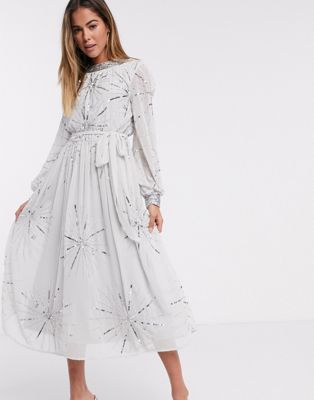 silver frill dress