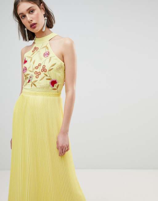 Frock And Frill Embroidered Top Pleated Maxi Dress ASOS