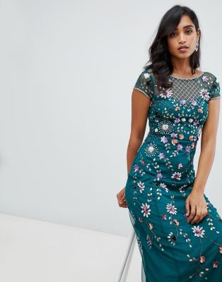 emerald green floral maxi dress