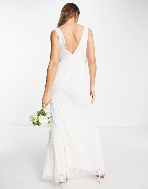 Frock and Frill - Hvid maxi-brudepigekjole med udsmykning , 2 af 4