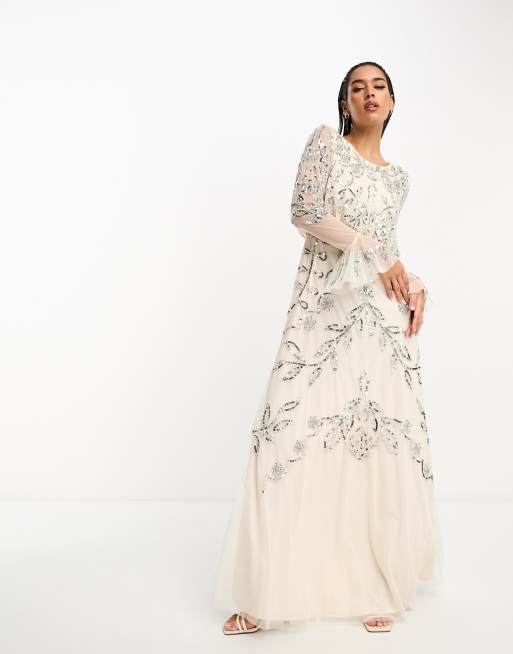 Frock and Frill - Midaxi jurk met versiering in crème