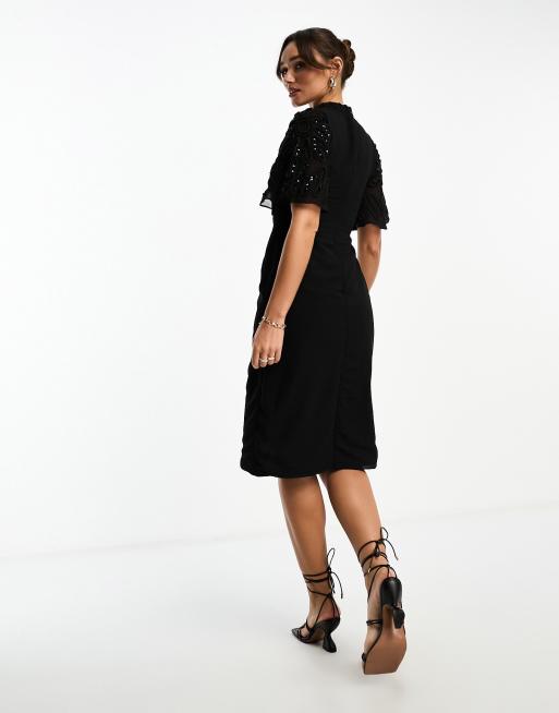 Frock and Frill midi dress in black