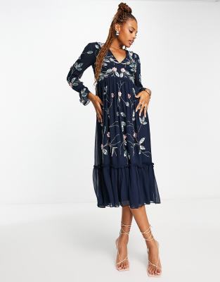 Frock and Frill Frock and Frill midi dress with embellishment in navy