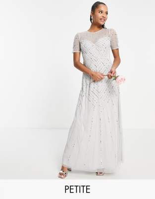 Frock And Frill Petite Bridesmaid Short Sleeve Maxi Dress With