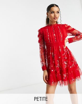 Frock and Frill Petite embellished midi dress in red - ASOS Price Checker