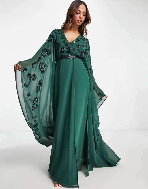 Maxi dress with cape hot sale sleeves