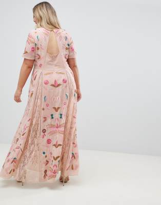 frock and frill embroidered maxi dress