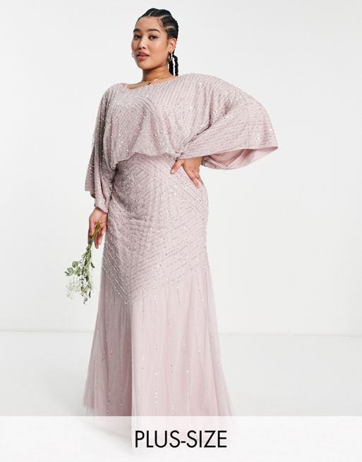 Frock and Frill Plus Bridesmaid maxi dress with exaggerated sleeves in ...