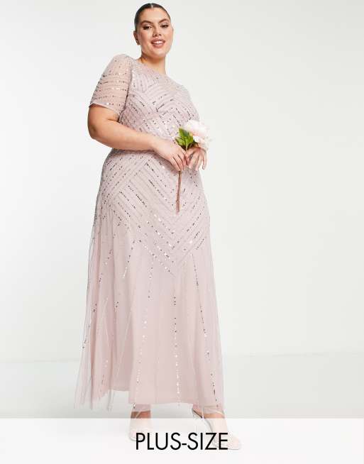 Frock and Frill Plus Bridesmaid short sleeve maxi dress with ...